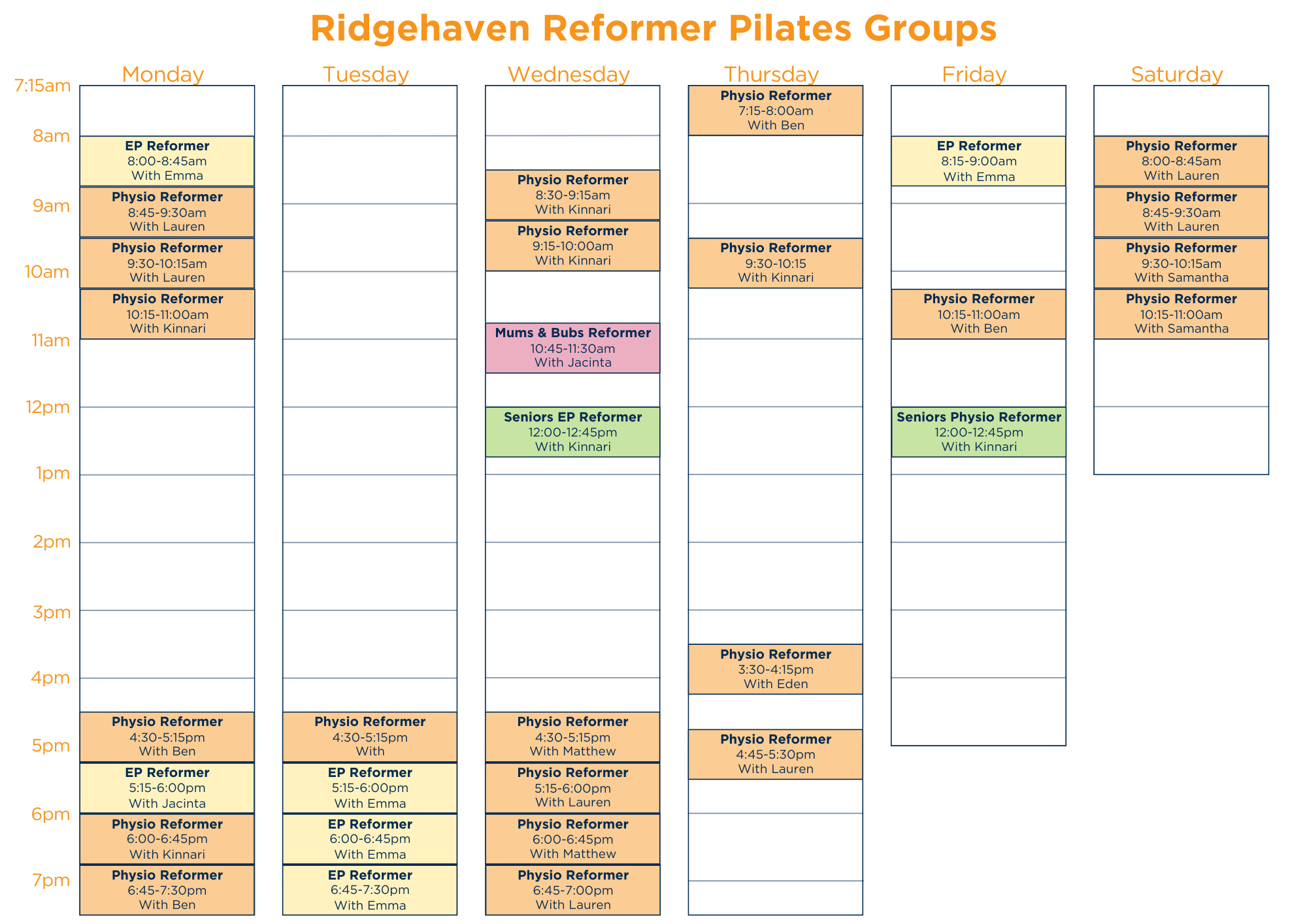 ALL Reformer Pilates Timetable v2